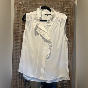 Kobi Halperin White Ruffled Blouse 100% silk